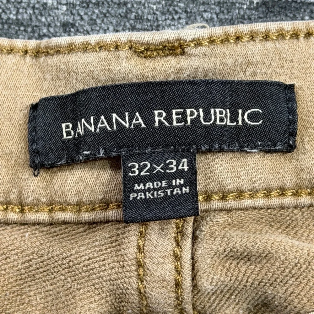 Banana Republic Mens Traveler‎ Pants 32x34 Tan Khaki Straight Leg Stretch Cotton